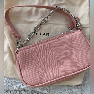 BY FAR Blush Croc-Embossed Shoulder Bag